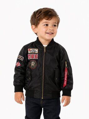 Kids ENGLISH LAUNDRY Black Aviator Pilot Bomber Jacket Coat 3T